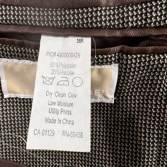 Michael Kors Blazer Brown Pin Check Micro Check 38R Mens Sport Coat Jacket - Picture 5 of 8